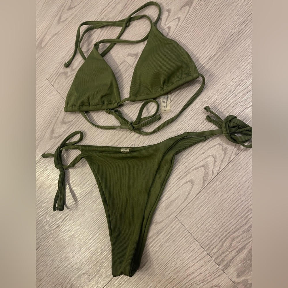 Army green swim suit